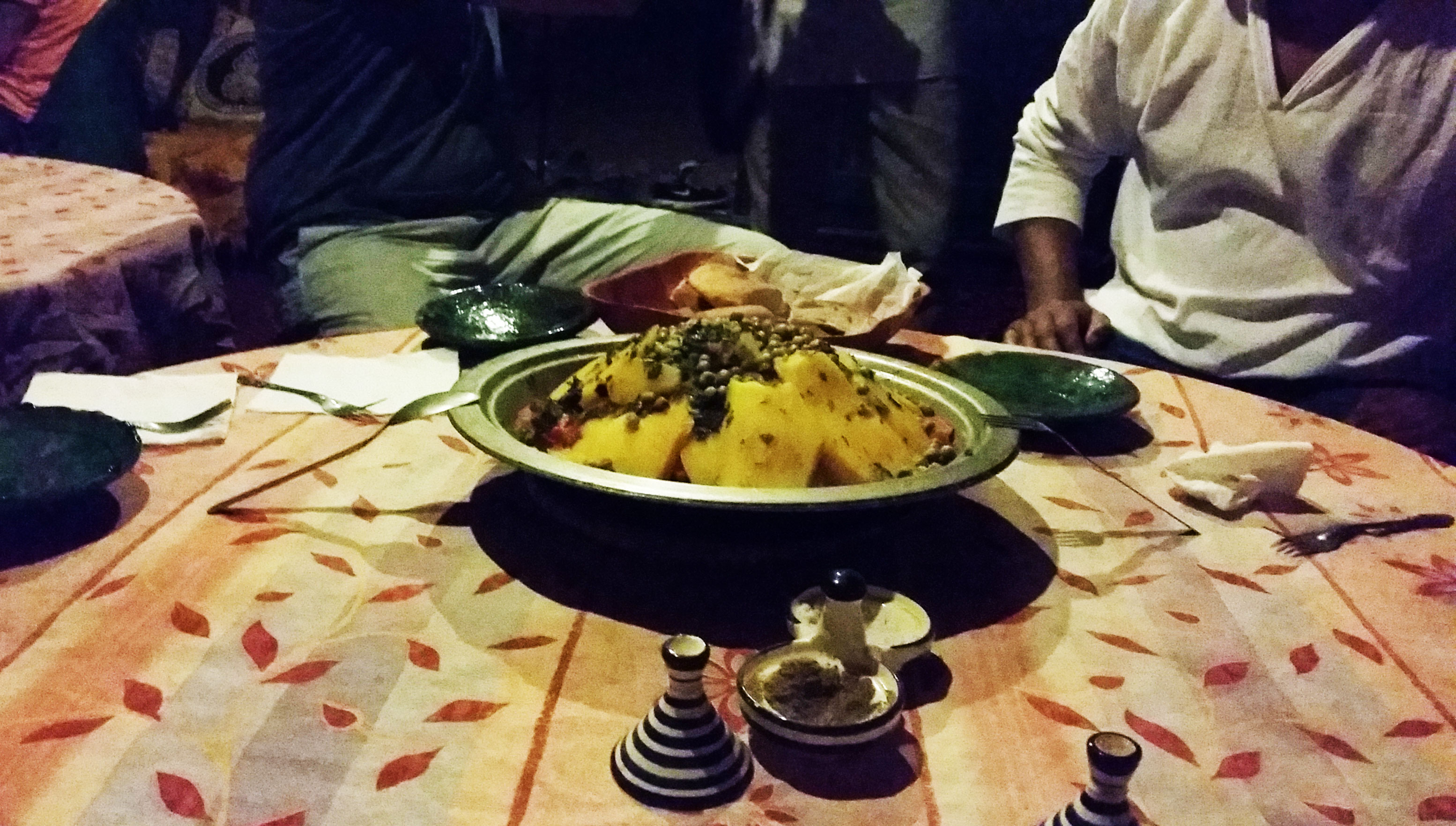 Food served in the dining tent, Sahara Desert, Morocco.