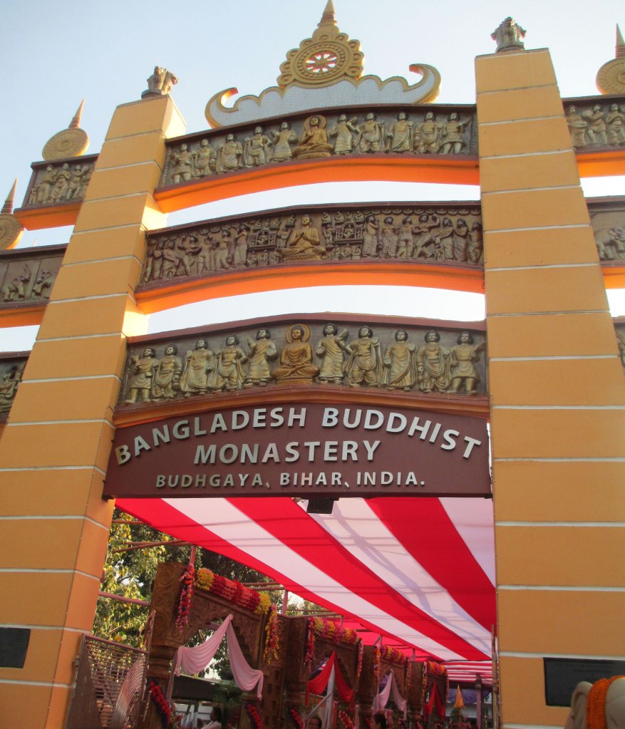 Travel destination to Bodhgaya, India. Bangladesh Buddhist Monastery.
