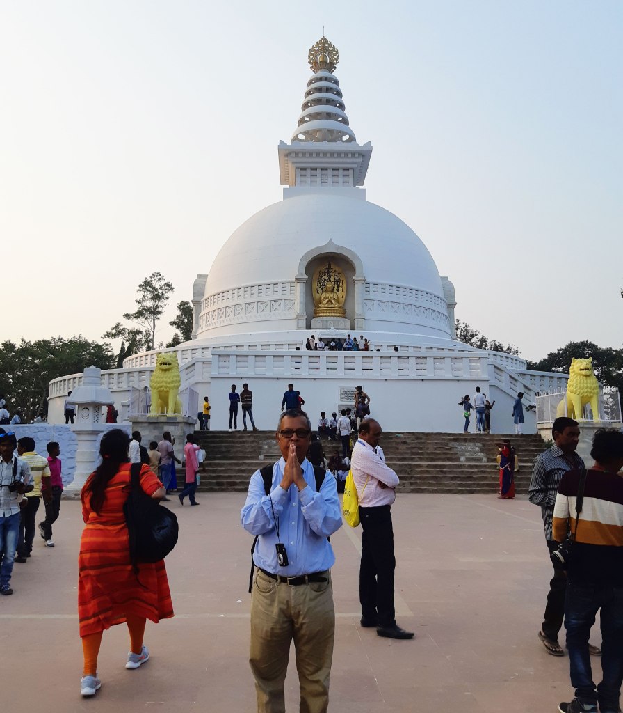 World Peace Pagoda in Rajgir, Bihar, India. 