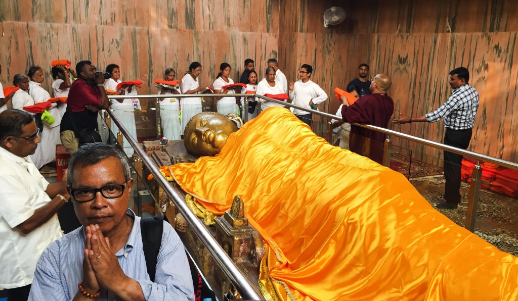 Robe on the reclining Buddha, Kushinagar, Uttar Pradesh.