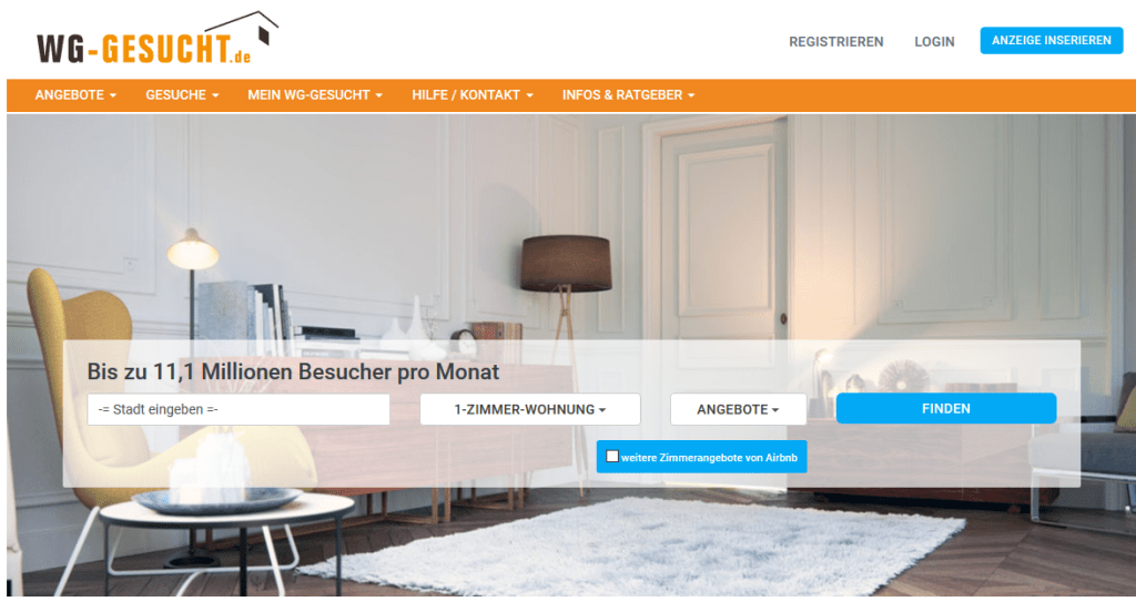 WG-Gesucht website, Berlin.