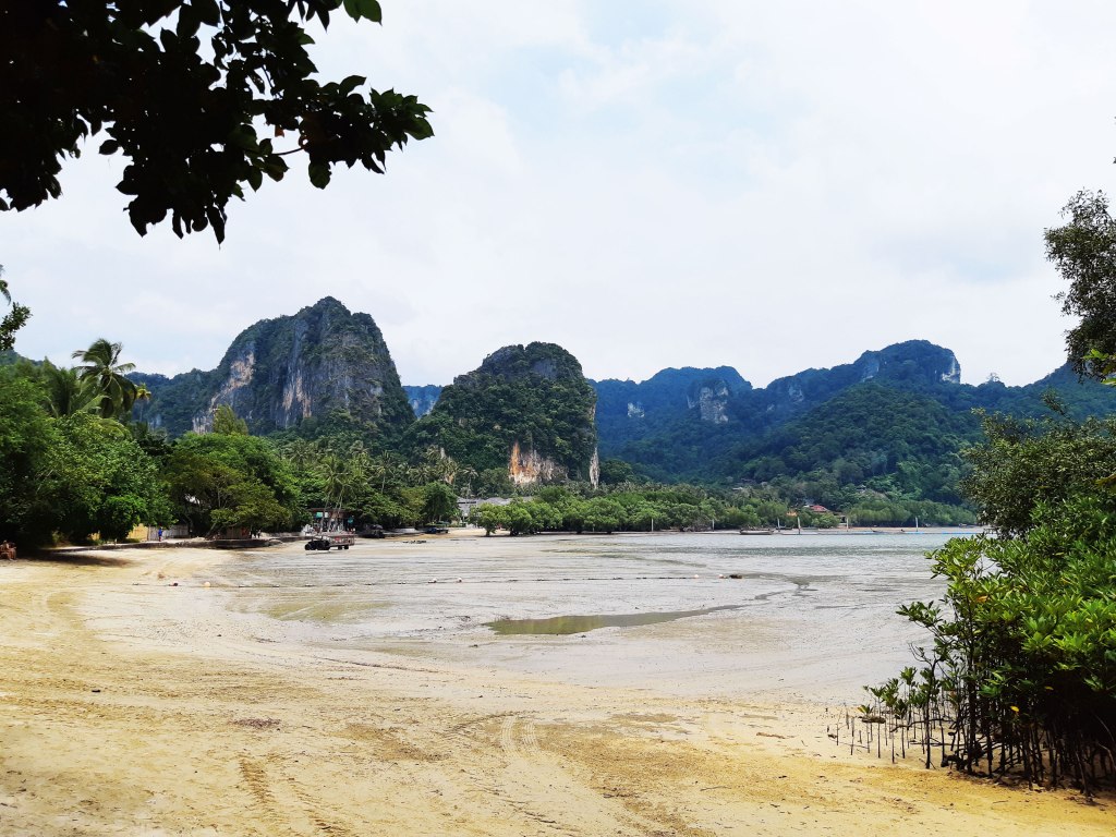View of the low tide near the resort, Krabi, Thailand.