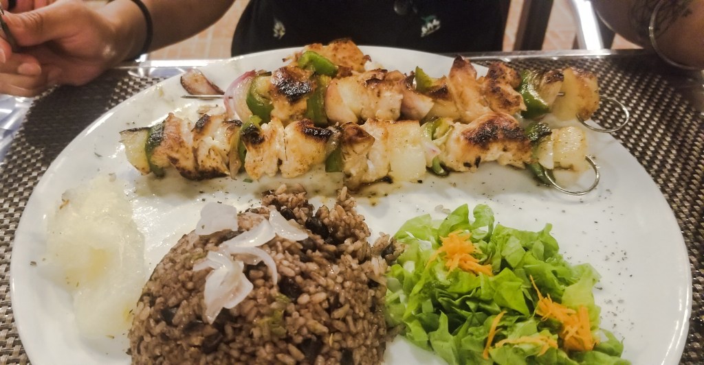 Chicken and Pineapple Skewers at 2212 Restaurant, Cienfuegos, Cuba.