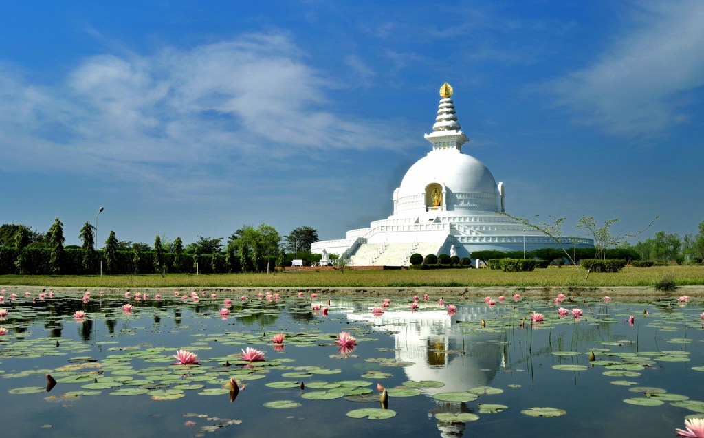 The World Peace Pagoda, Lumbini, Nepal.