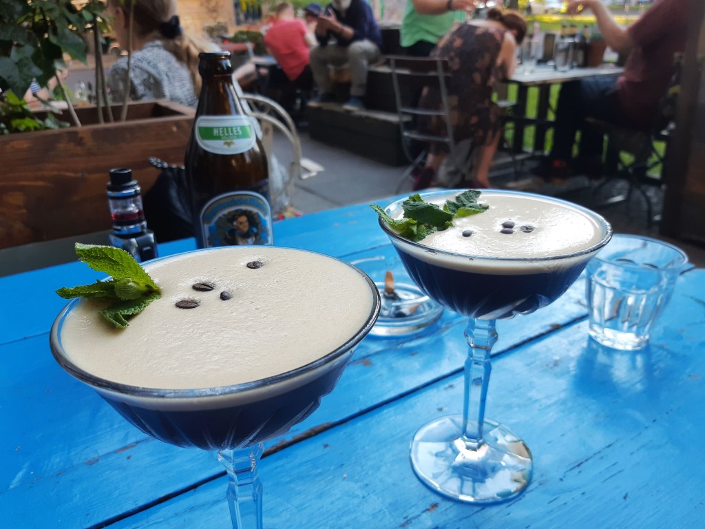 Espresso martinis at Mano Café, Kreuzberg, Berlin, Germany.