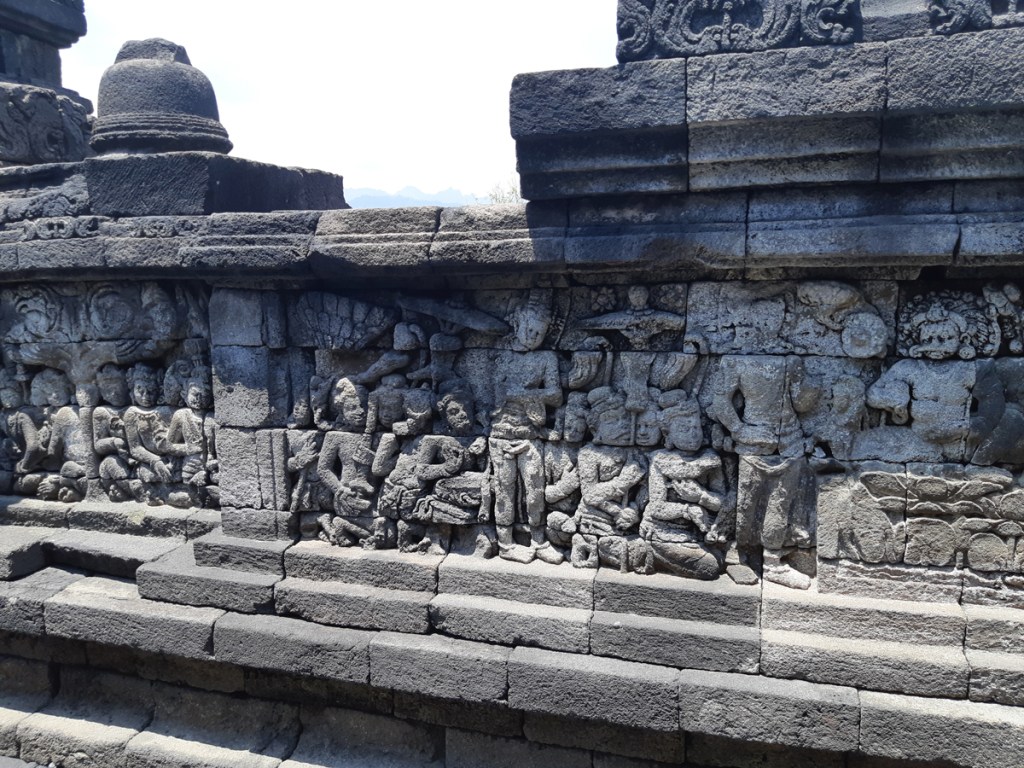 Carvings on Borobudur Temple, Central Java, Indonesia.